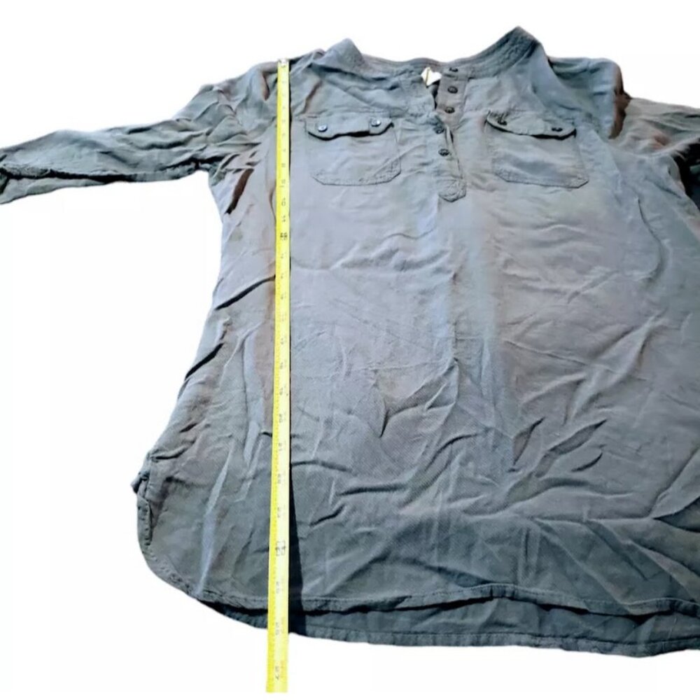URBAN OUTFITTERS / STARING AT STARS Top, Dark Green Rayon Buttons Boho Casual, M - Picture 7 of 10